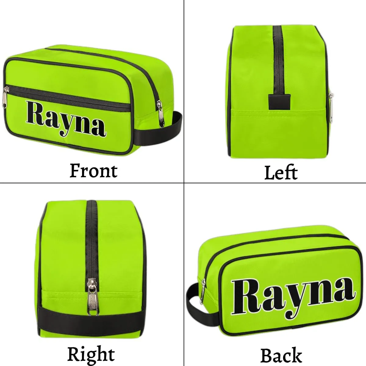 Personalized Toiletry Bag for Women Custom Name Waterproof Cosmetic Makeup Bag Shaving Bag for Men Bathroom Travel Storage Bags with Handle for Work, Bright Green