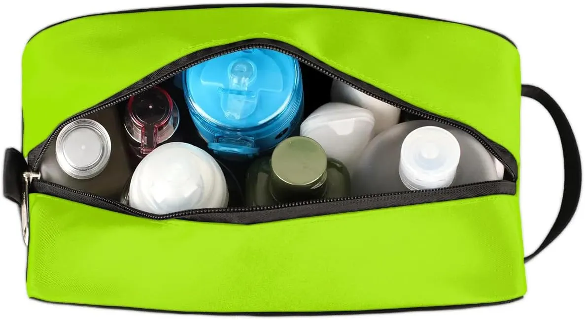 Personalized Toiletry Bag for Women Custom Name Waterproof Cosmetic Makeup Bag Shaving Bag for Men Bathroom Travel Storage Bags with Handle for Work, Bright Green