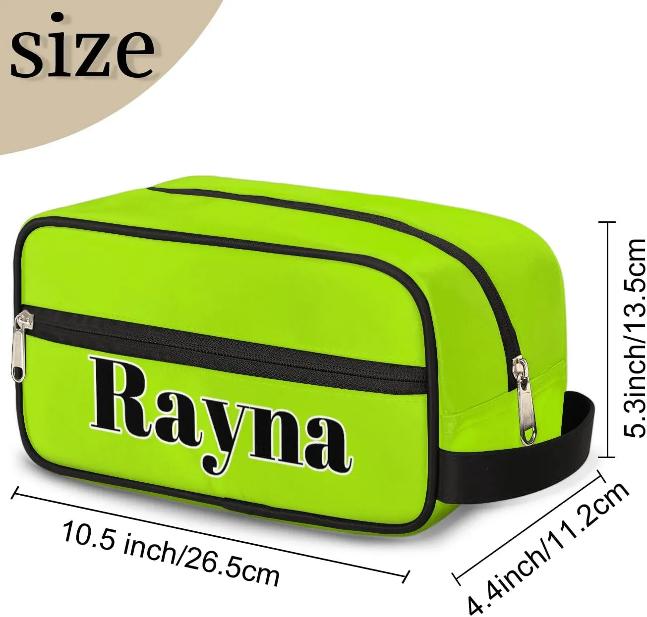 Personalized Toiletry Bag for Women Custom Name Waterproof Cosmetic Makeup Bag Shaving Bag for Men Bathroom Travel Storage Bags with Handle for Work, Bright Green