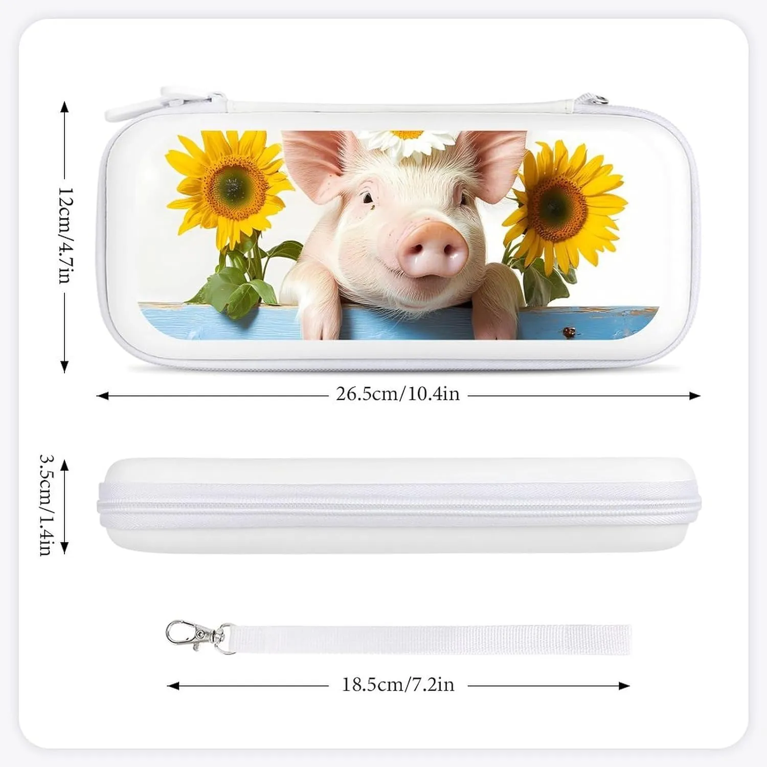 Pigs Fence Daisy Sunflower Compatible with Switch Carrying Case Hard Travel Game Bag Pouch with 15 Games Accessories