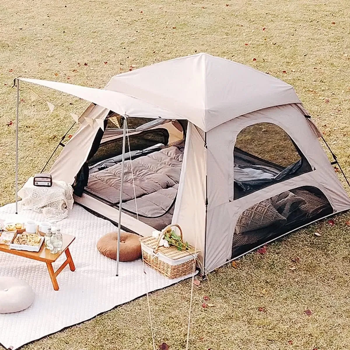 Pop Up Tent Family Tent for 3 Persons,Perfect for Camping and Festivals, Outdoor Tent PU2000 Waterproof, 4 Large Mesh Windows-210 x 210 x 145cm