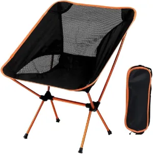 Portable, Beach Camping Accessories, Lawn seat Strong alluminium seatrecliner transportable Chair, 23x26 for Adults, Orange