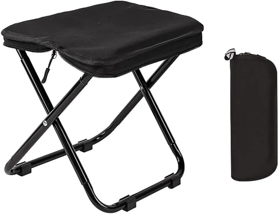 Portable Camping Stool Mini Folding Stool Fishing Stools for Adults, Outdoor Gardening Stool Beach Chairs with Foldable Travel Seat, Folding Pop up Stool for Hiking(Black)