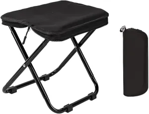 Portable Camping Stool Mini Folding Stool Fishing Stools for Adults, Outdoor Gardening Stool Beach Chairs with Foldable Travel Seat, Folding Pop up Stool for Hiking(Black)