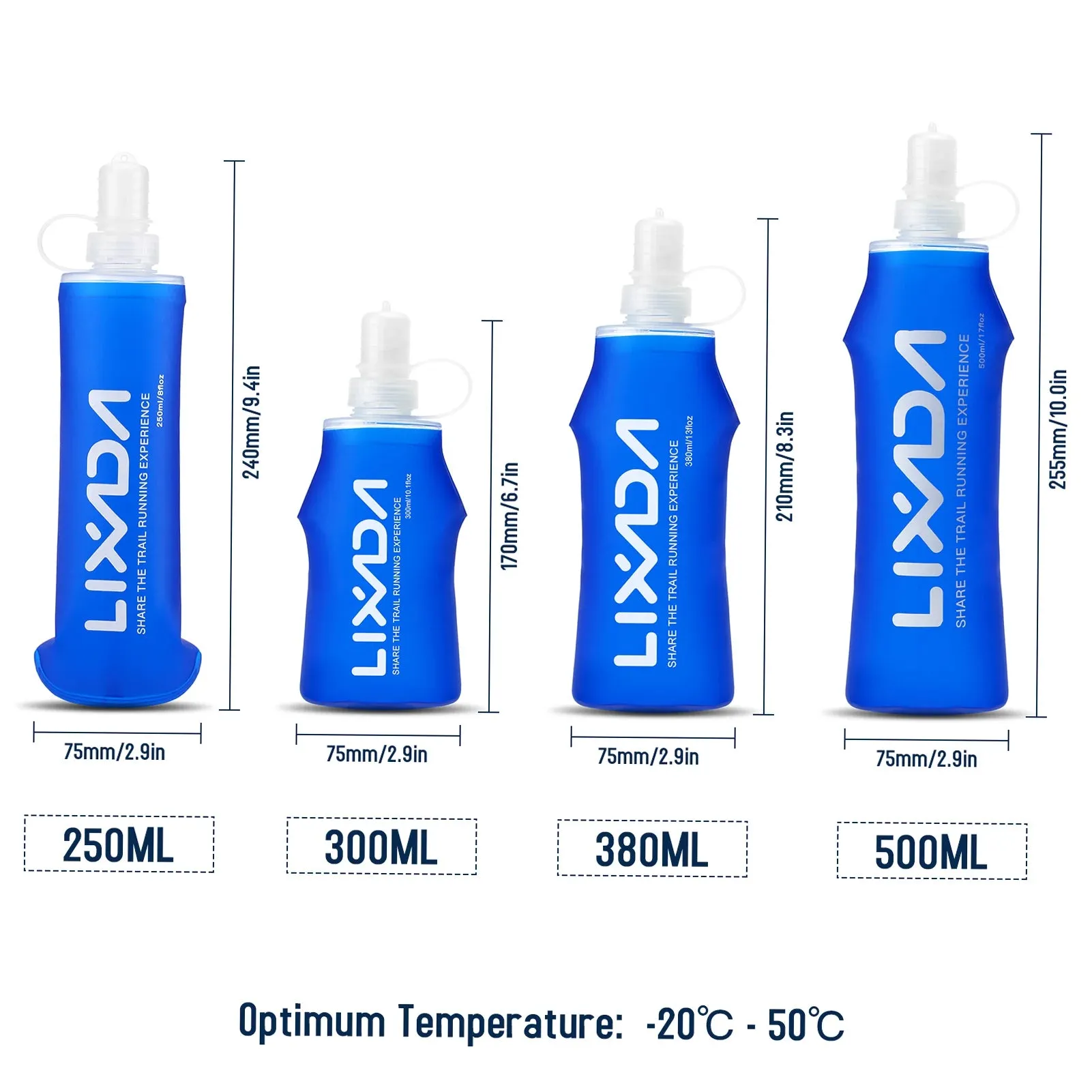 Portable Folding Hydration Water Bottle - 0.5L Soft Water Bag for Running, Hiking, Cycling, and Climbing