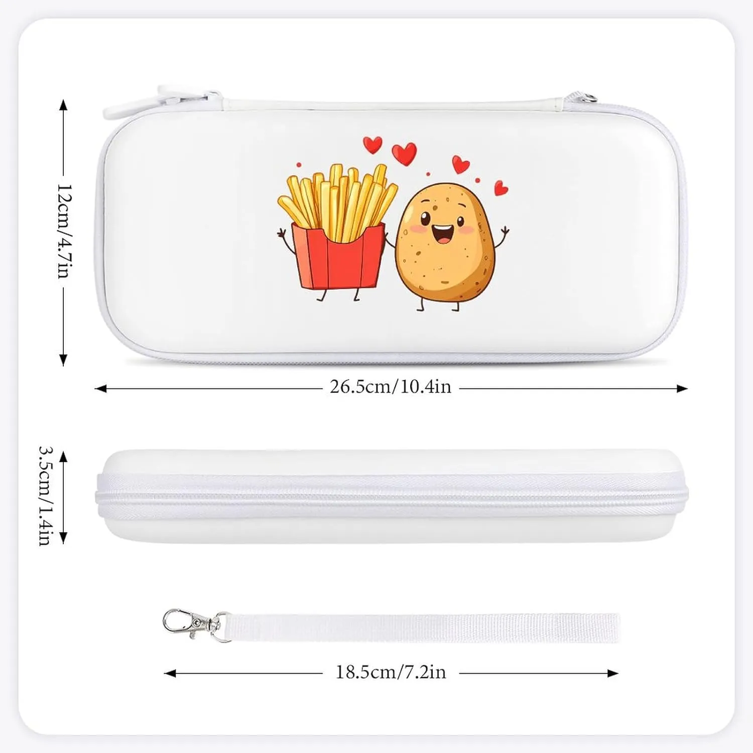Potatoes French Fries Compatible with Switch Carrying Case Hard Travel Game Bag Pouch with 15 Games Accessories