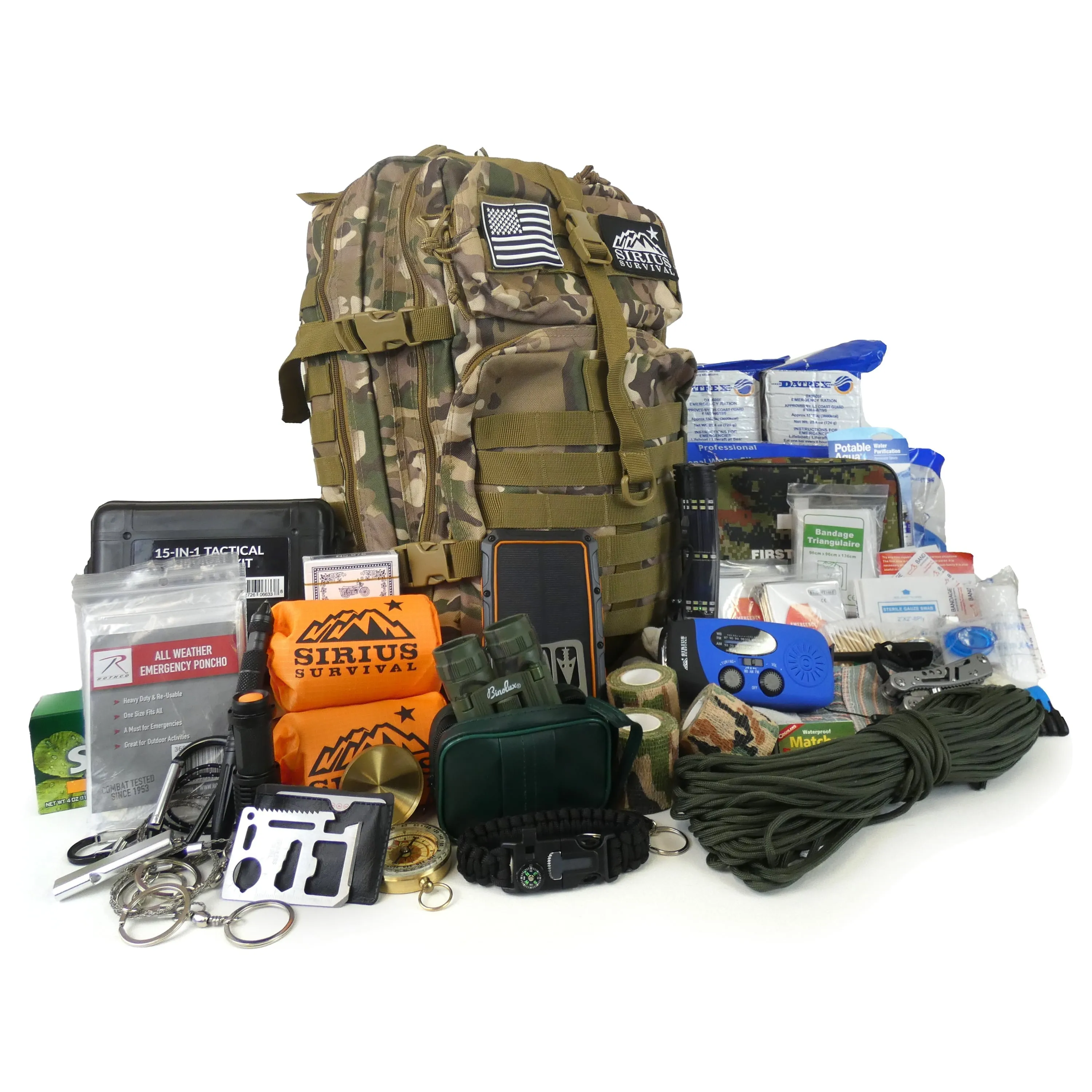 Pre-Packed Emergency Survival Kit/Bug Out Bag for 2 - Over 175 Total Pieces of Disaster Preparedness Supplies for Hurricanes, Floods, Earth Quakes & Other Disasters, Camo