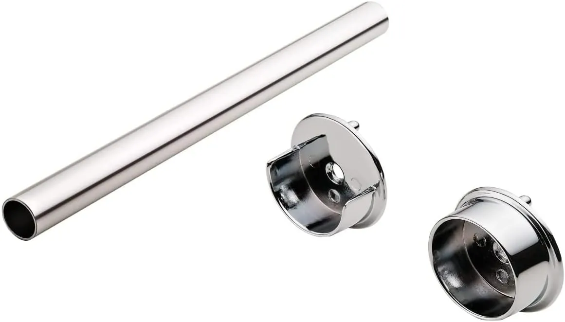 Premium 1 5/16 Inch Diameter Round Wardrobe Tube Closet Rod with End Supports (Chrome, Custom 10"-48" Wide Space)