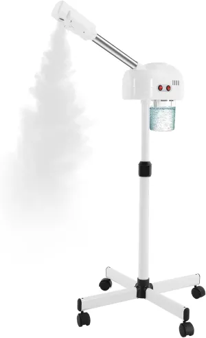 Professional Facial Steamer, Facial Steamers Home Facial Spa with Wheel, Facial Steamer for Esthetician 0.2 Gal Water Tank for Oily Normal and Dry Skin - White