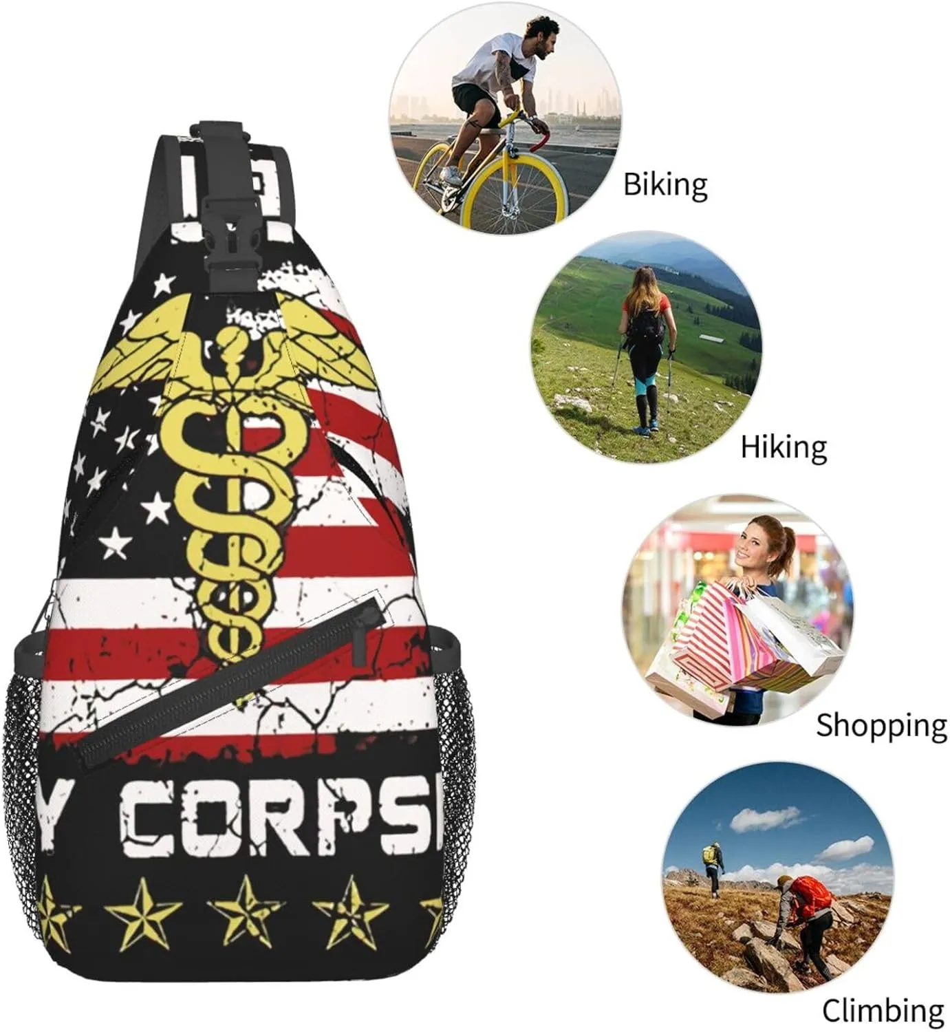 Proud Veteran Na-Vy Corpsman Small Crossbody Backpack Sling Bag For Men Women Mini One Shoulder Chest Bags Gym Sport Travel Hiking Daypack