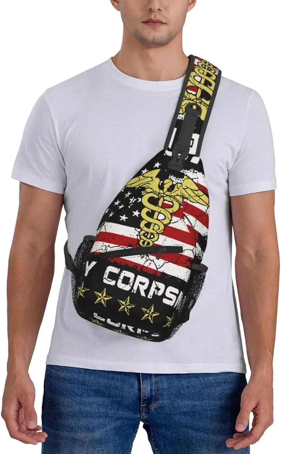 Proud Veteran Na-Vy Corpsman Small Crossbody Backpack Sling Bag For Men Women Mini One Shoulder Chest Bags Gym Sport Travel Hiking Daypack