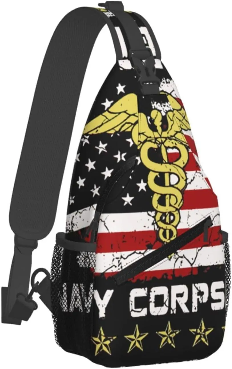 Proud Veteran Na-Vy Corpsman Small Crossbody Backpack Sling Bag For Men Women Mini One Shoulder Chest Bags Gym Sport Travel Hiking Daypack