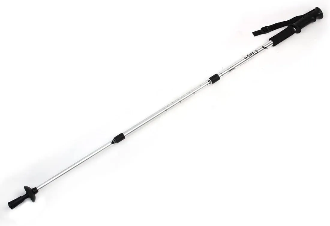 Qtqgoitem Walking Stick, Anti-Shock Adjustable Extendable, Folding Cane 3 Sections Telescoping, Trekking Pole Silver Tone (Model: 4fd 2b1 5b4 f7e 903)