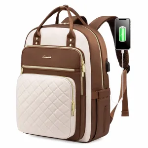 Quilted waterproof Laptop Backpack, anti theft, usb, laptop bag