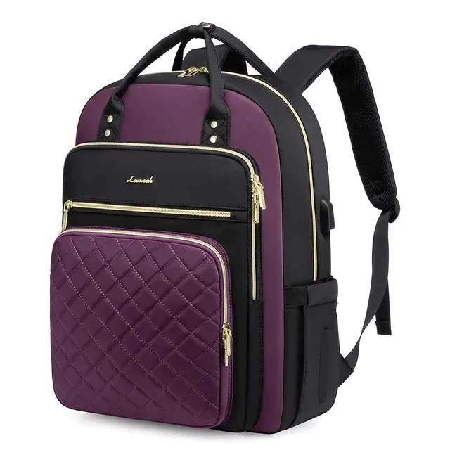 Quilted waterproof Laptop Backpack, anti theft, usb, laptop bag