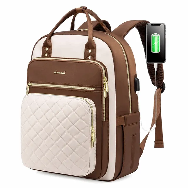 Quilted waterproof Laptop Backpack, anti theft, usb, laptop bag