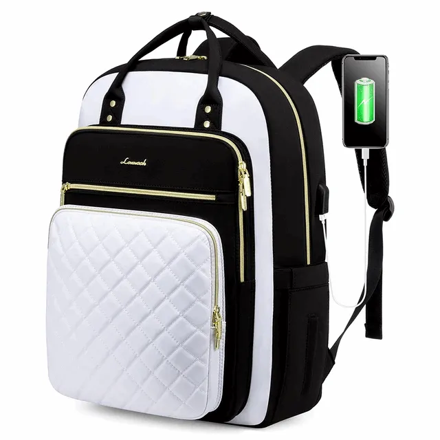 Quilted waterproof Laptop Backpack, anti theft, usb, laptop bag