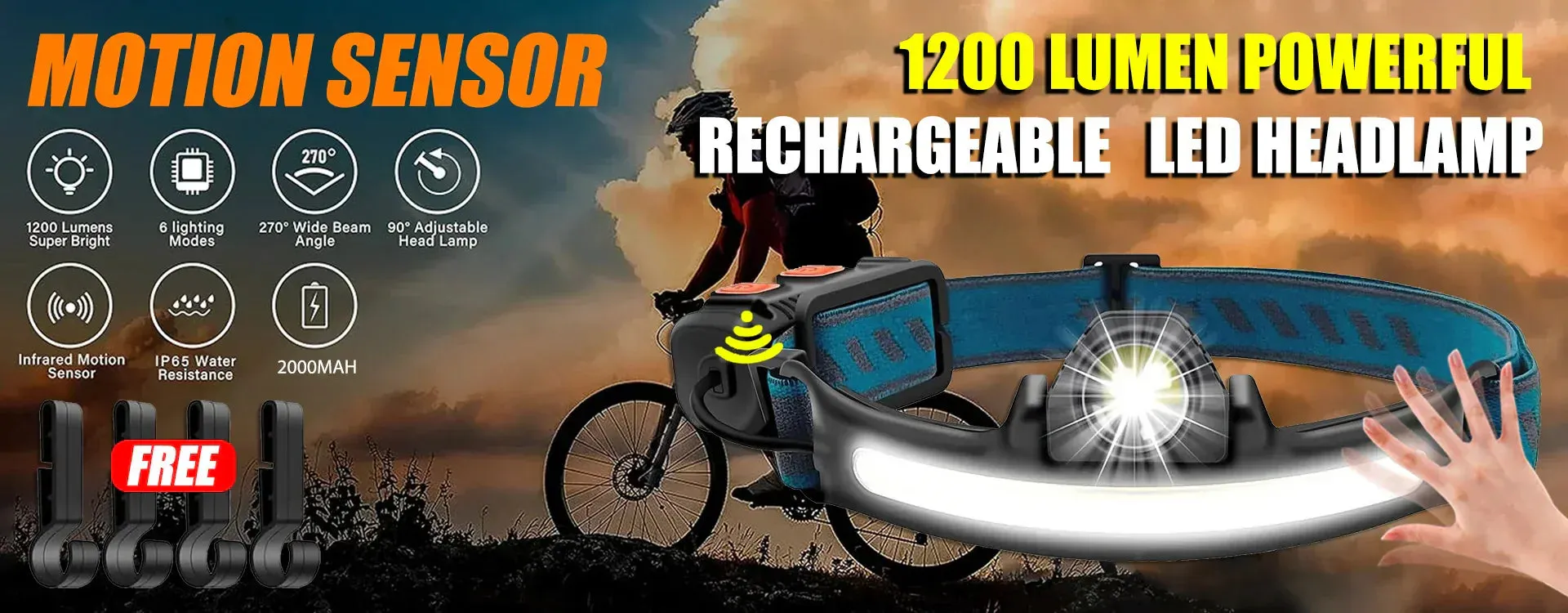 Rechargeable Order now – Headlamp Refined Ultra-Bright USB LED Motion Sensor