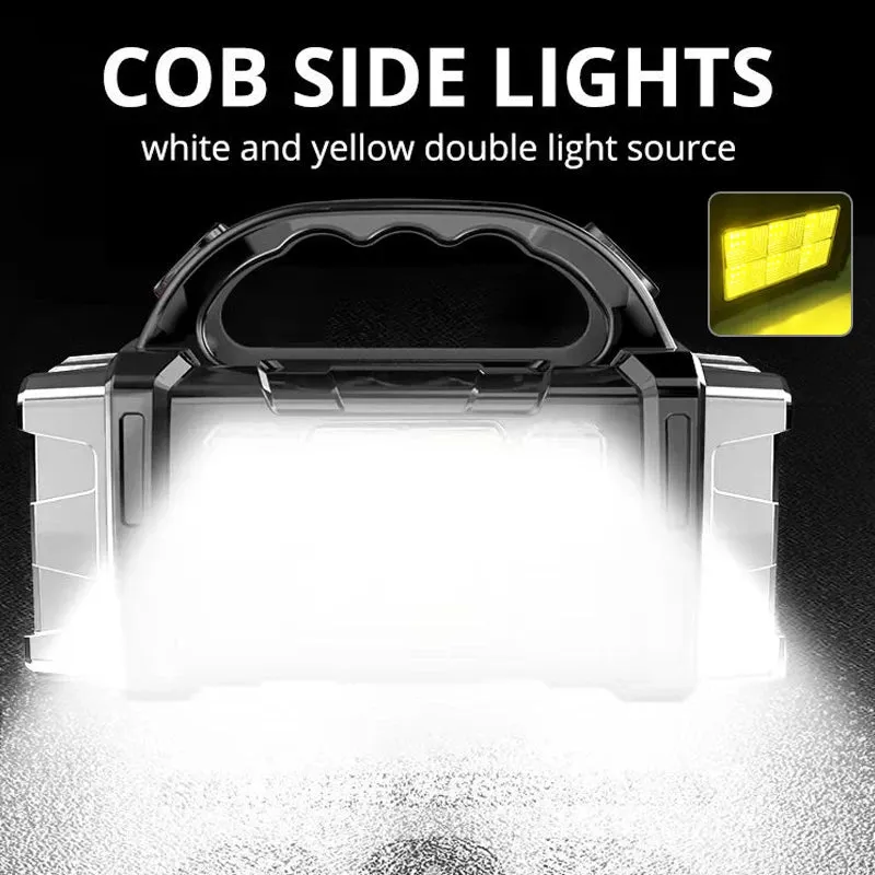 Rechargeable Portable Hand Lamp LED Flashlight Outdoor Camping Solar USB Torch COB Work Lantern