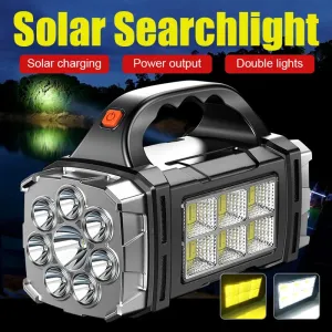 Rechargeable Portable Hand Lamp LED Flashlight Outdoor Camping Solar USB Torch COB Work Lantern