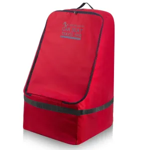 Red Car Seat Travel Bag with Zipper for Airplane – Secure, Water-Resistant 900D Fabric with Padded Shoulder Straps, Luggage Tag, Non-Slip Base & 20x20x35 Inch Size (Red)