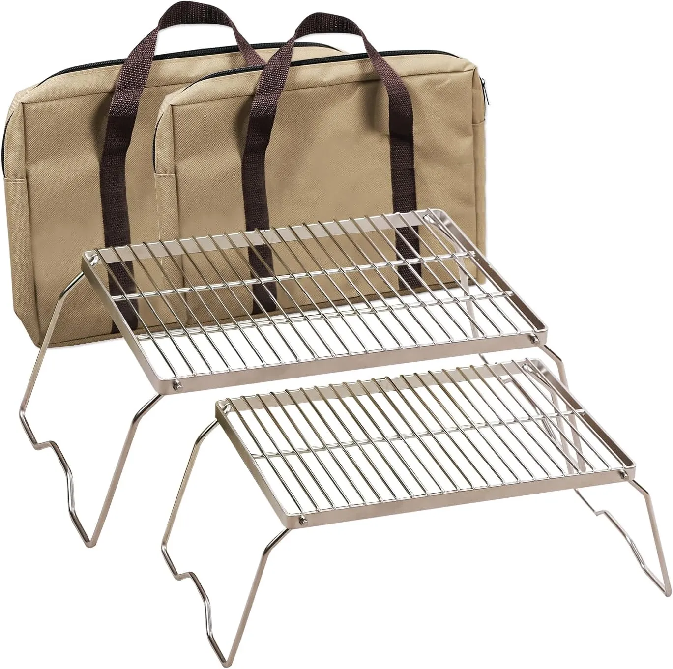 REDCAMP Small Folding Campfire Grill 304 Stainless Steel Grate   Large Folding Campfire Grill 304 Stainless Steel Grate
