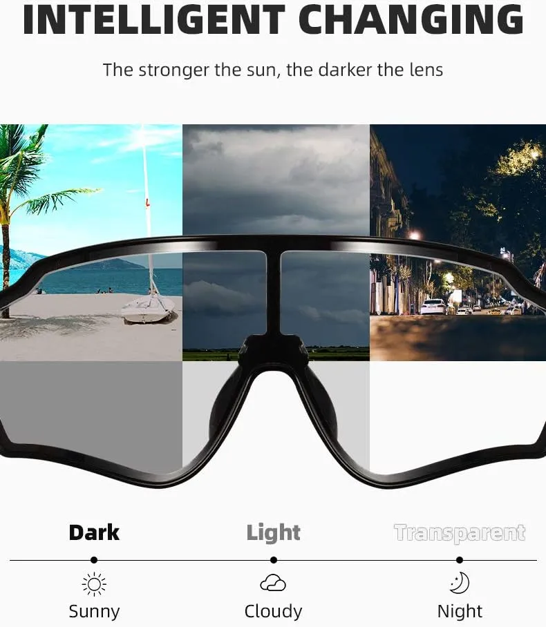 ROCKBROS Photochromic Sunglasses for Men Women Cycling Sunglasses Safety Sport Sunglasses UV Protection