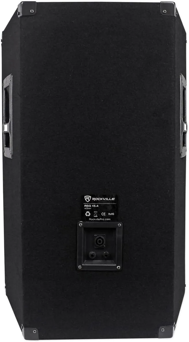 Rockville RSG15.4 15" 3-Way 1500 Watt 4-Ohm Passive DJ/Pro Audio PA Speaker, Black