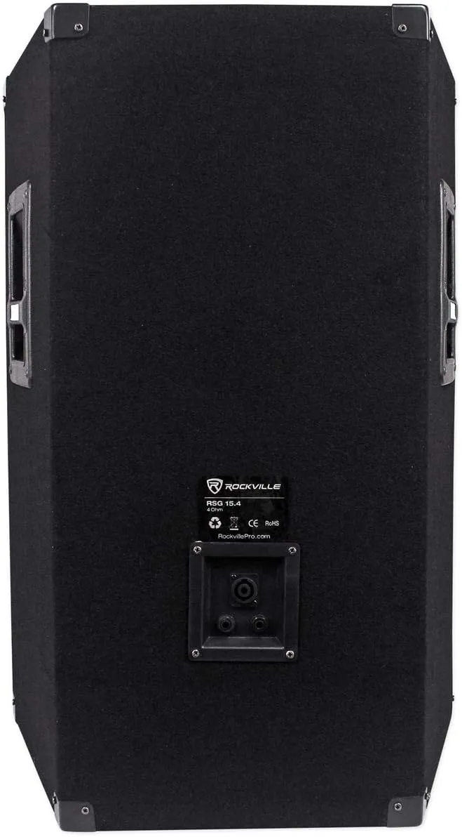Rockville RSG15.4 15" 3-Way 1500 Watt 4-Ohm Passive DJ/Pro Audio PA Speaker, Black