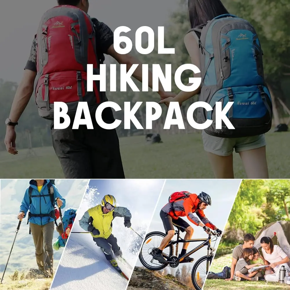 Rojeam Travel Camping Backpack 40L/50L/60L/70L Large Hiking Backpack Waterproof