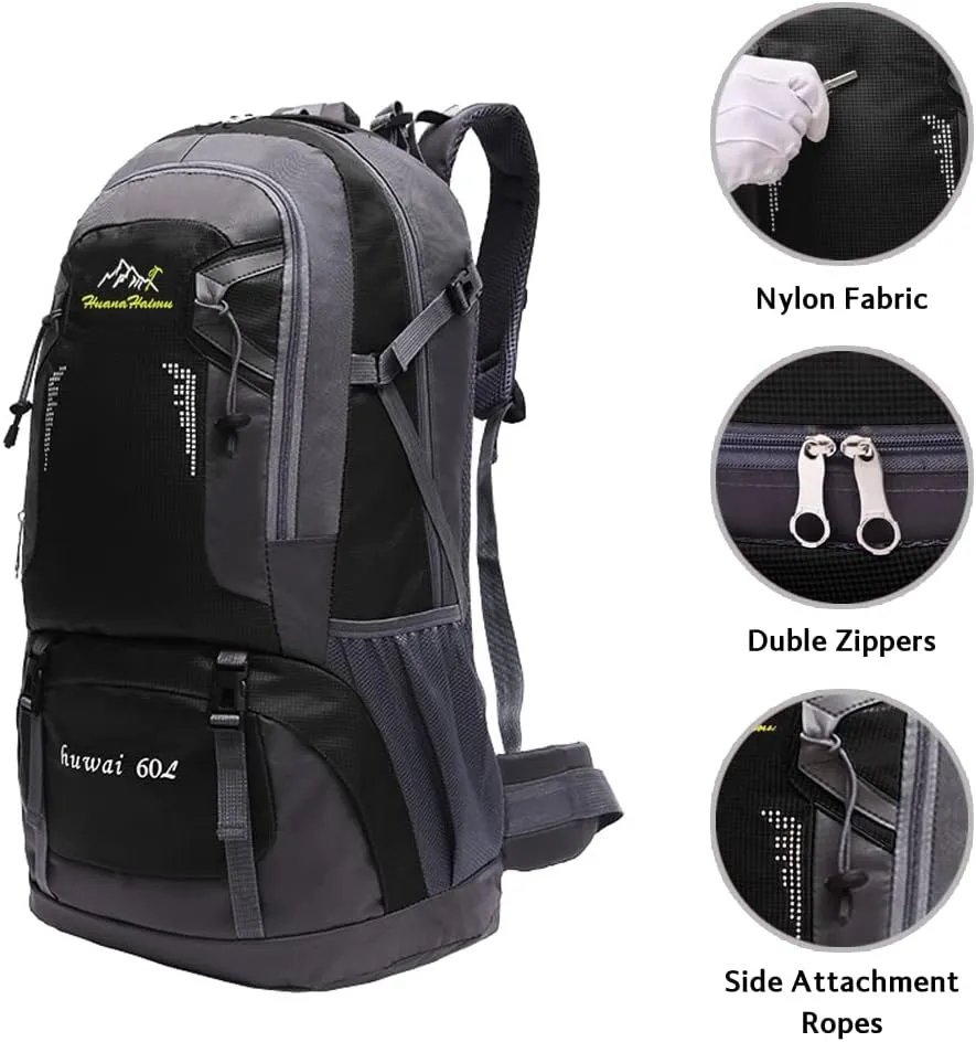 Rojeam Travel Camping Backpack 40L/50L/60L/70L Large Hiking Backpack Waterproof