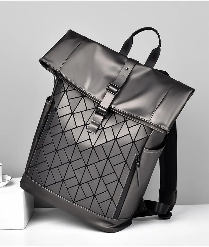 Roll Top Laptop Backpack for Men Women, Expandable Casual Daypack for 15.6 Inch Macbook Water-Resistant Commuter Laptop Rucksack Large Capacity Adjustable (Gray)
