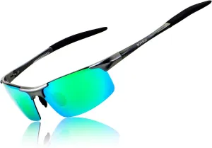 RONSOU Men Sport Al-Mg Polarized Sunglasses Unbreakable for Driving Cycling Fishing Golf