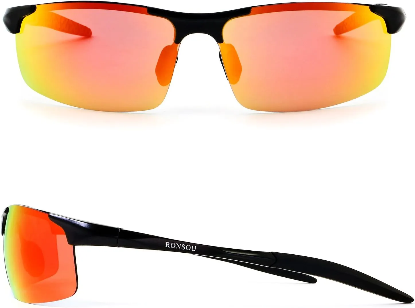 RONSOU Men Sport Al-Mg Polarized Sunglasses Unbreakable for Driving Cycling Fishing Golf
