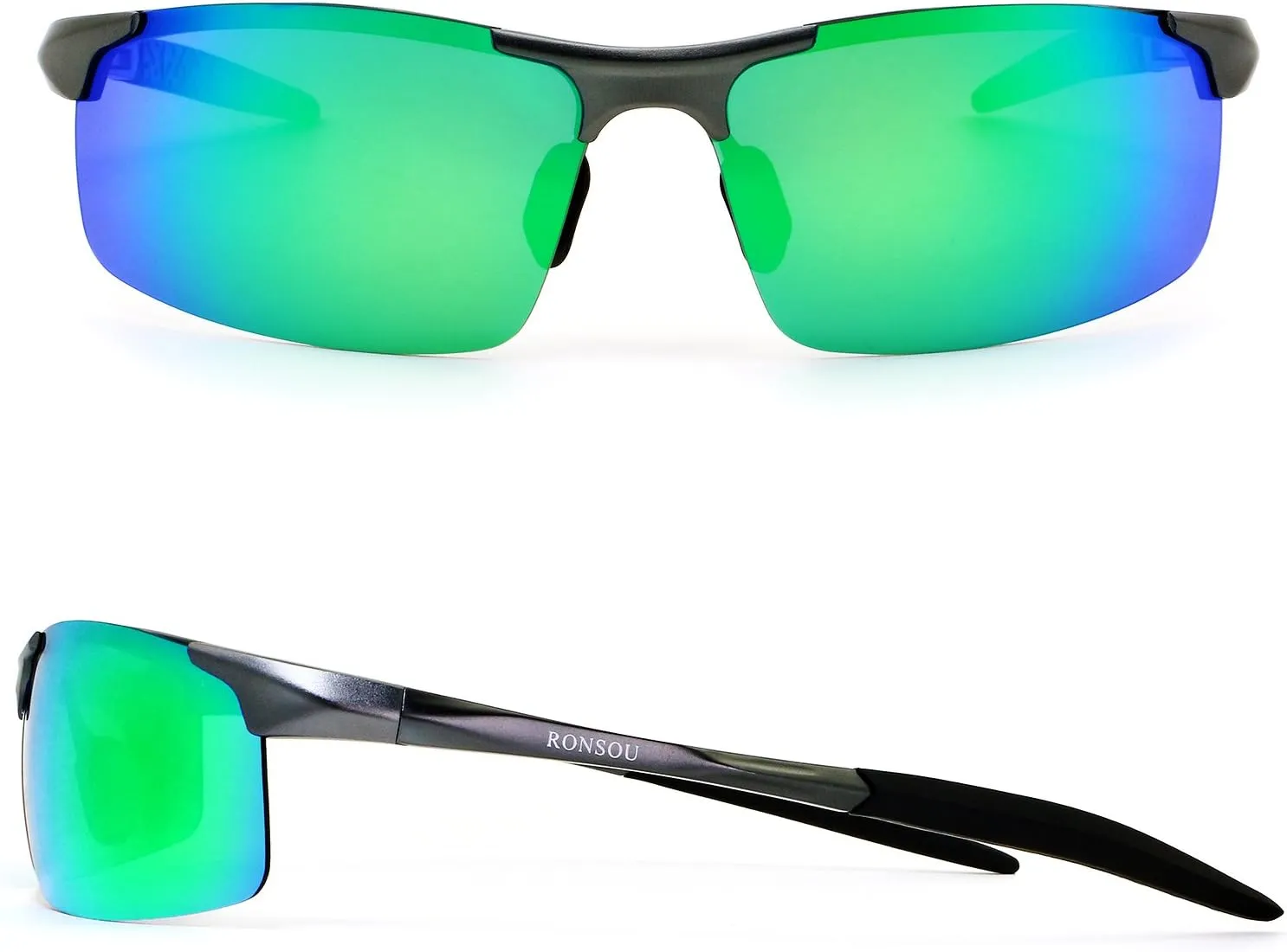 RONSOU Men Sport Al-Mg Polarized Sunglasses Unbreakable for Driving Cycling Fishing Golf