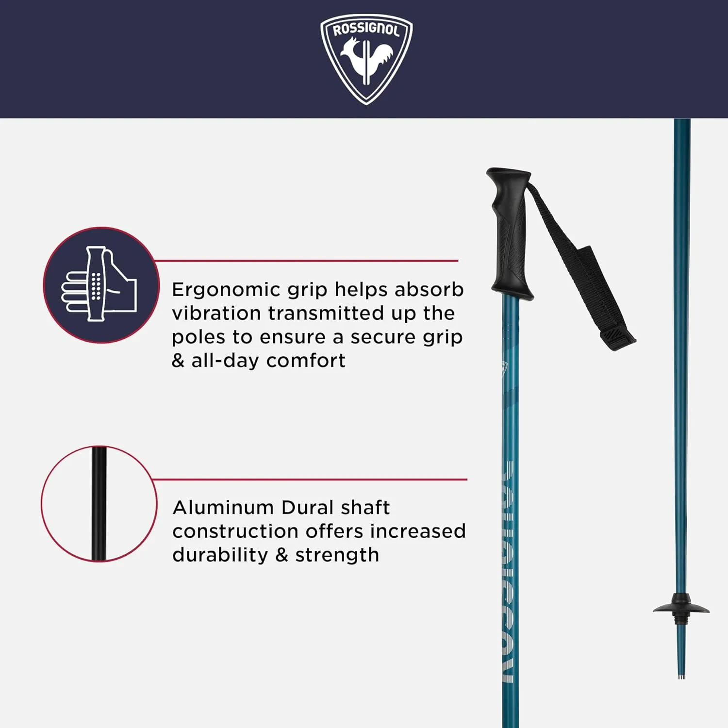 Rossignol Tactic Alpine Ski Poles - Strong, Lightweight Downhill Ski Poles