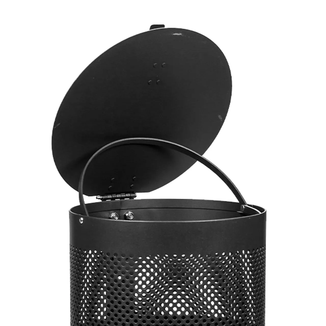 Round Outdoor 10 Gallon Capacity Waste Can - 100% Rust-Free, Powder-Coated, Commercial Grade Aluminum to Withstand Weather. 10-Year Warranty (Matte Black)