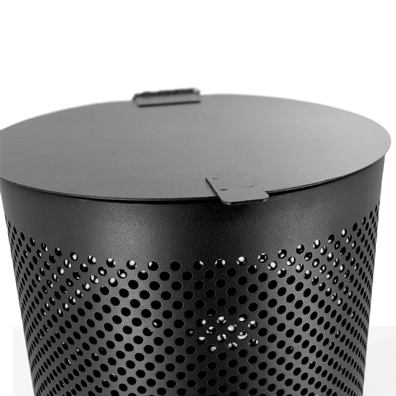 Round Outdoor 10 Gallon Capacity Waste Can - 100% Rust-Free, Powder-Coated, Commercial Grade Aluminum to Withstand Weather. 10-Year Warranty (Matte Black)