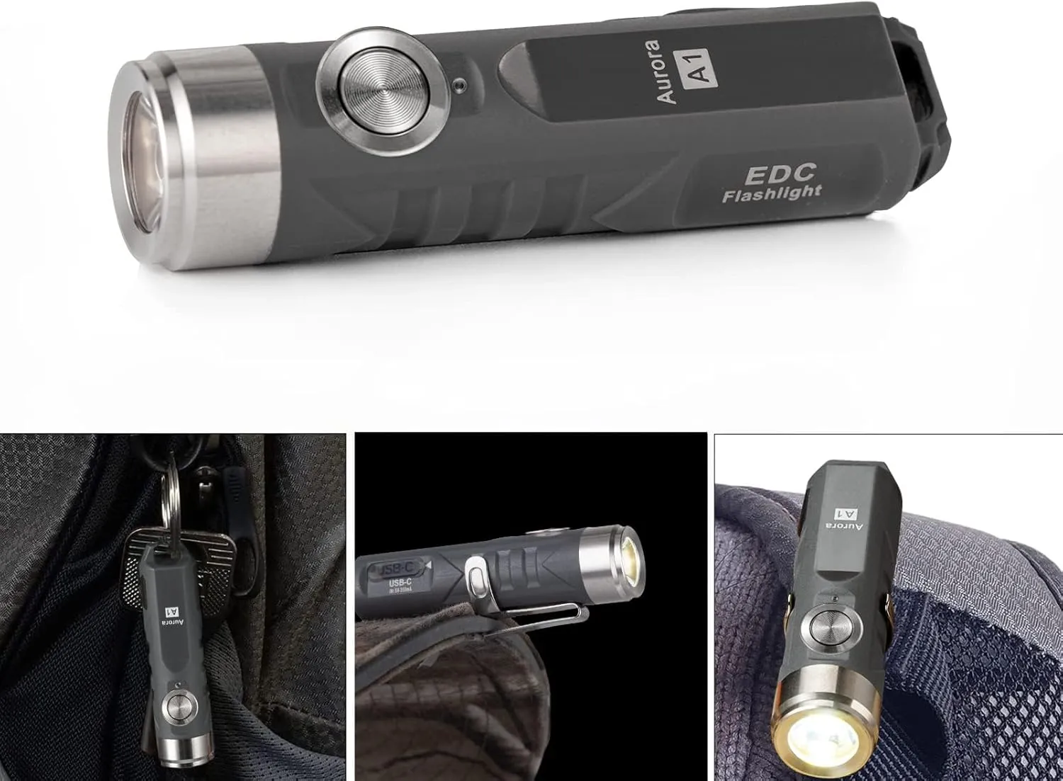 RovyVon A1 Gen 4 Rechargeable EDC Keychain Flashlight 650 Lumens High Lumens Outdoor Mini Keychain Light for Everyday Carry, Camping, Thanksgiving (Grey)