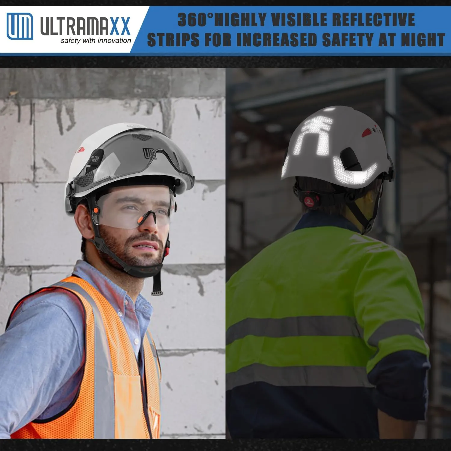 Safety Helmet with Build-in Visor, Hard Hat with Vented Design, ANSI Z89.1 Certified, Ideal for Industrial and Construction