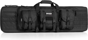Savior Equipment American Classic Tactical Double Long Gun Bag Pistol Transportation Case w/Backpack Strap, Lockable Compartment, Available Length in 36" 42" 46" 51" 55"