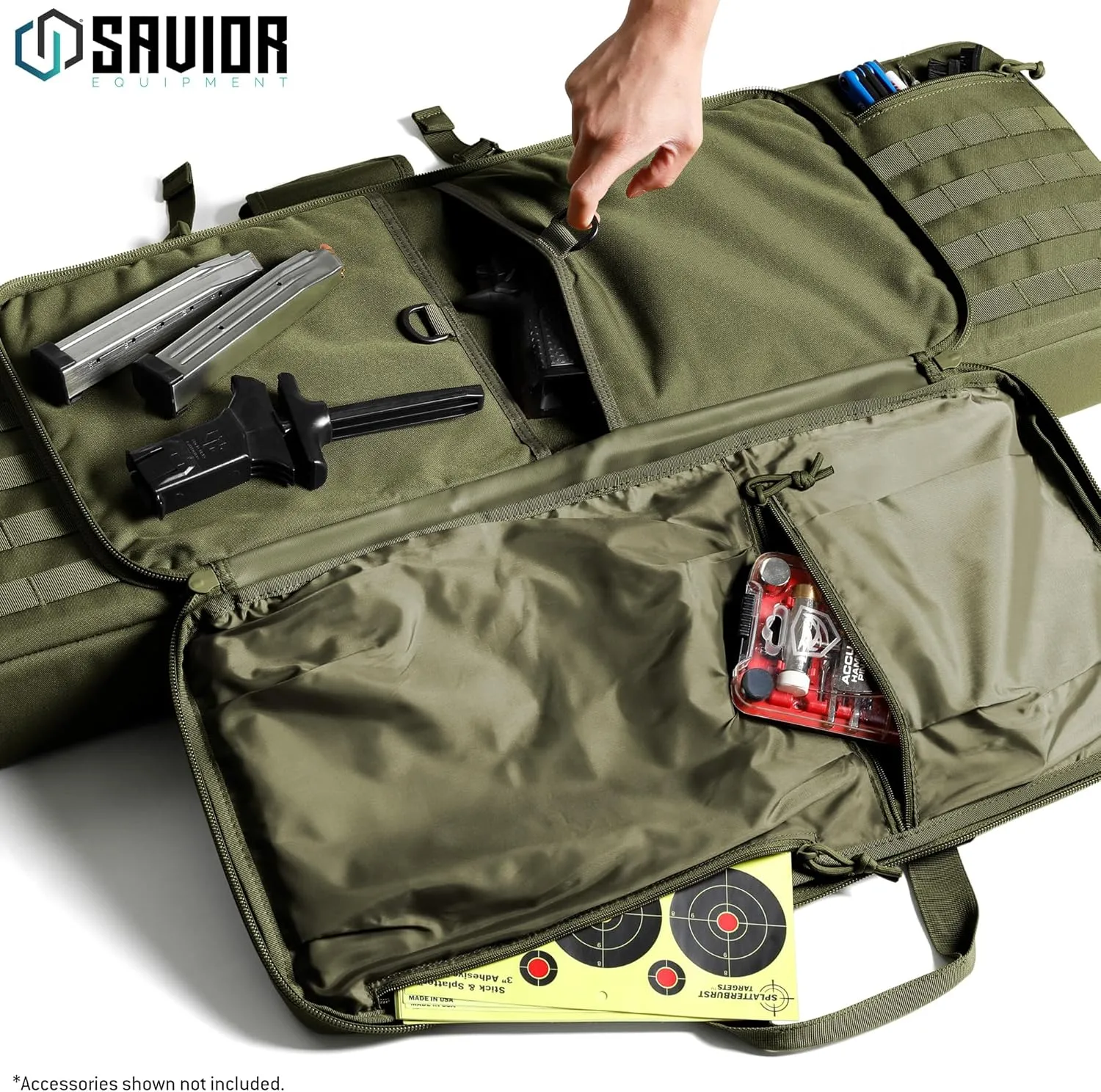 Savior Equipment American Classic Tactical Double Long Gun Bag Pistol Transportation Case w/Backpack Strap, Lockable Compartment, Available Length in 36" 42" 46" 51" 55"