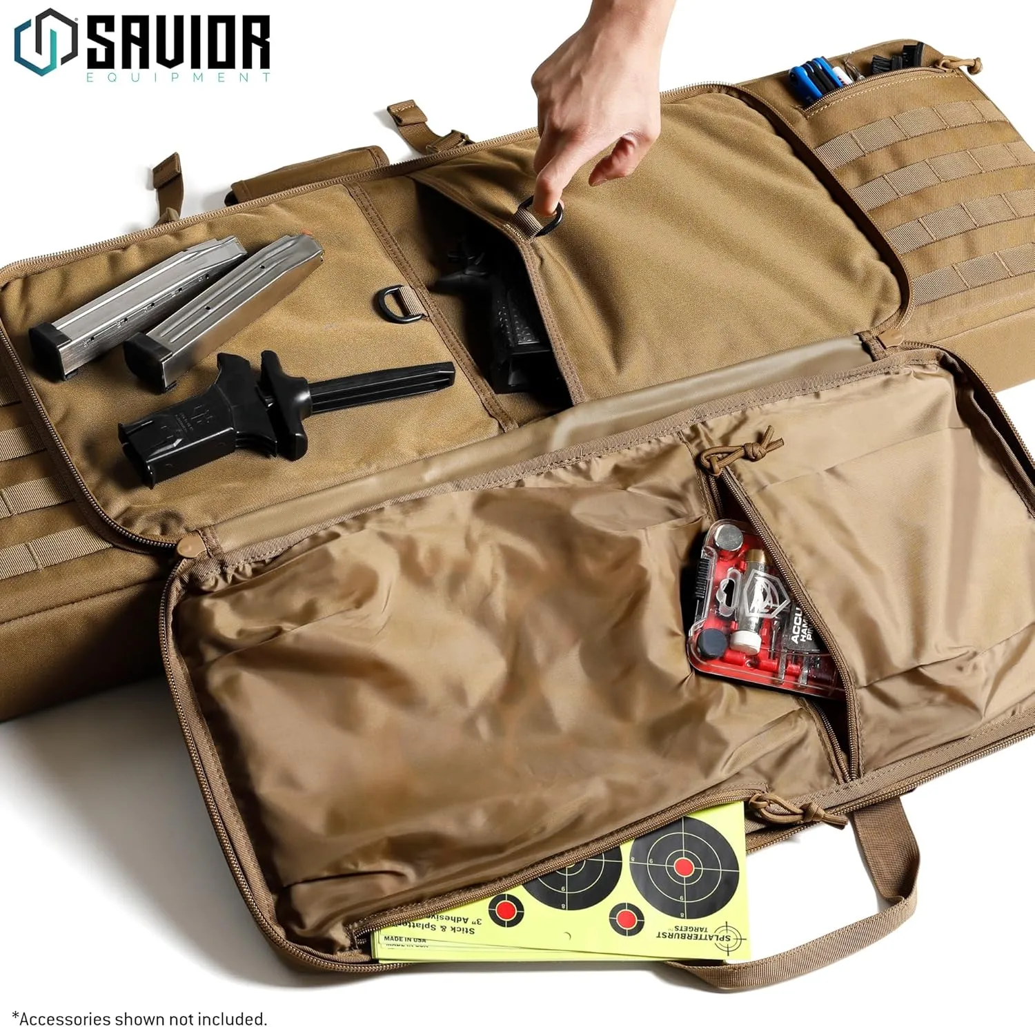 Savior Equipment American Classic Tactical Double Long Gun Bag Pistol Transportation Case w/Backpack Strap, Lockable Compartment, Available Length in 36" 42" 46" 51" 55"