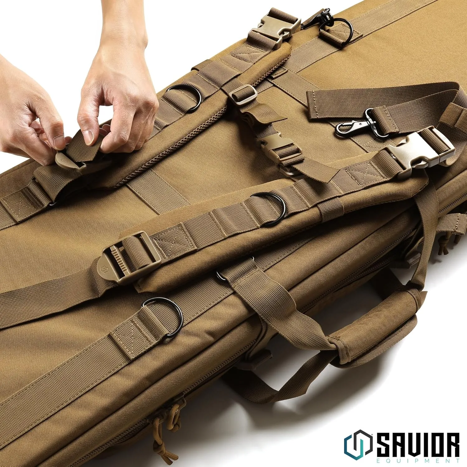 Savior Equipment American Classic Tactical Double Long Gun Bag Pistol Transportation Case w/Backpack Strap, Lockable Compartment, Available Length in 36" 42" 46" 51" 55"