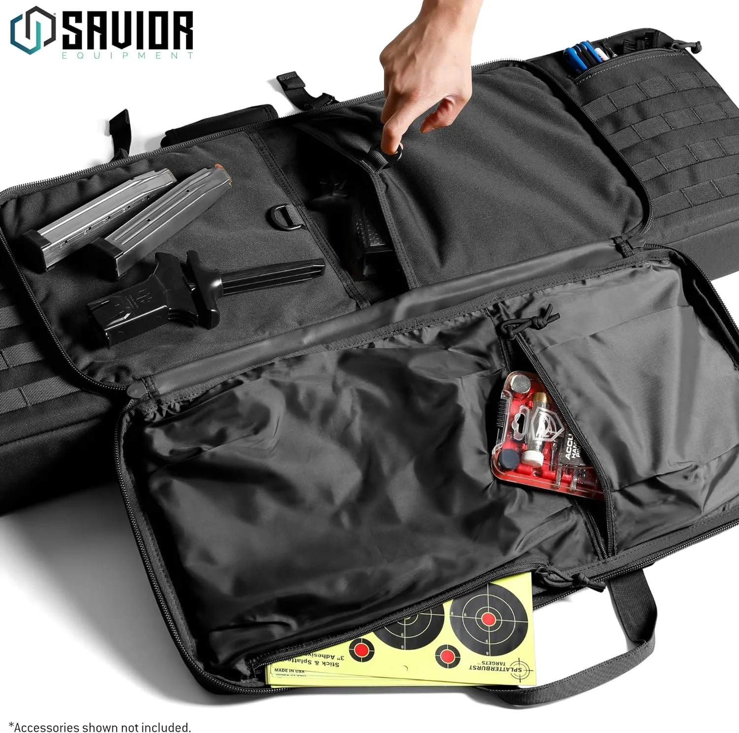 Savior Equipment American Classic Tactical Double Long Gun Bag Pistol Transportation Case w/Backpack Strap, Lockable Compartment, Available Length in 36" 42" 46" 51" 55"