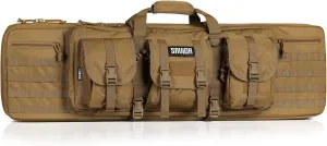 Savior Equipment American Classic Tactical Double Long Gun Bag Pistol Transportation Case w/Backpack Strap, Lockable Compartment, Available Length in 36" 42" 46" 51" 55"