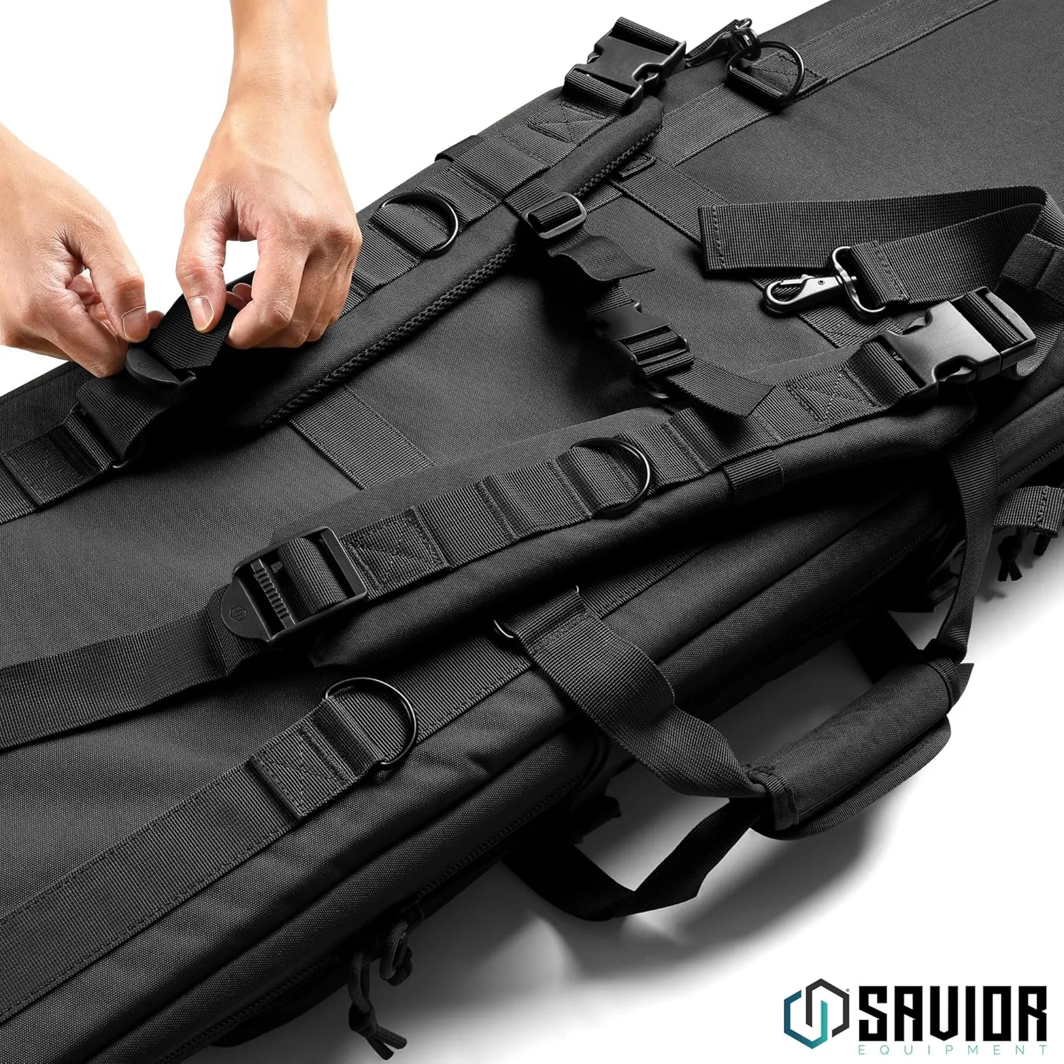 Savior Equipment American Classic Tactical Double Long Gun Bag Pistol Transportation Case w/Backpack Strap, Lockable Compartment, Available Length in 36" 42" 46" 51" 55"