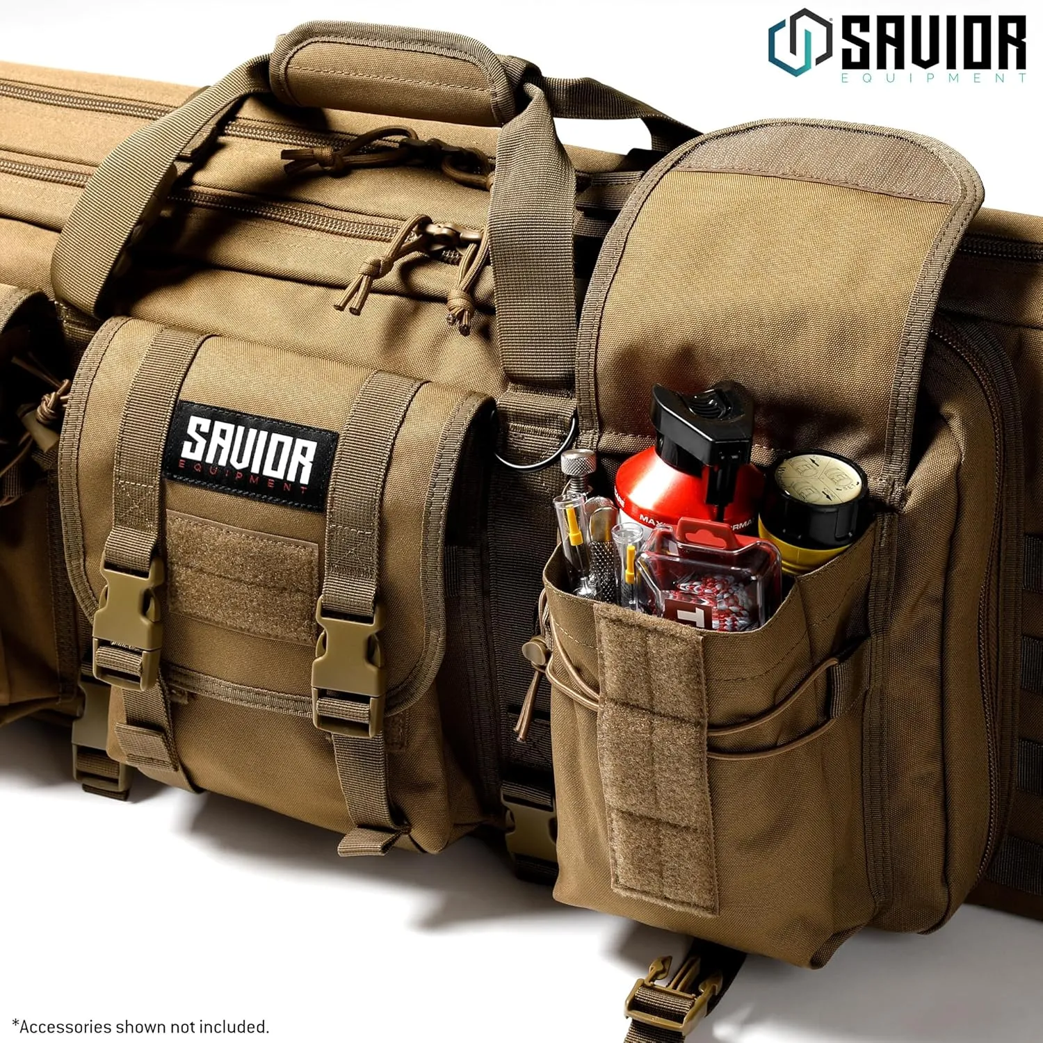 Savior Equipment American Classic Tactical Double Long Gun Bag Pistol Transportation Case w/Backpack Strap, Lockable Compartment, Available Length in 36" 42" 46" 51" 55"