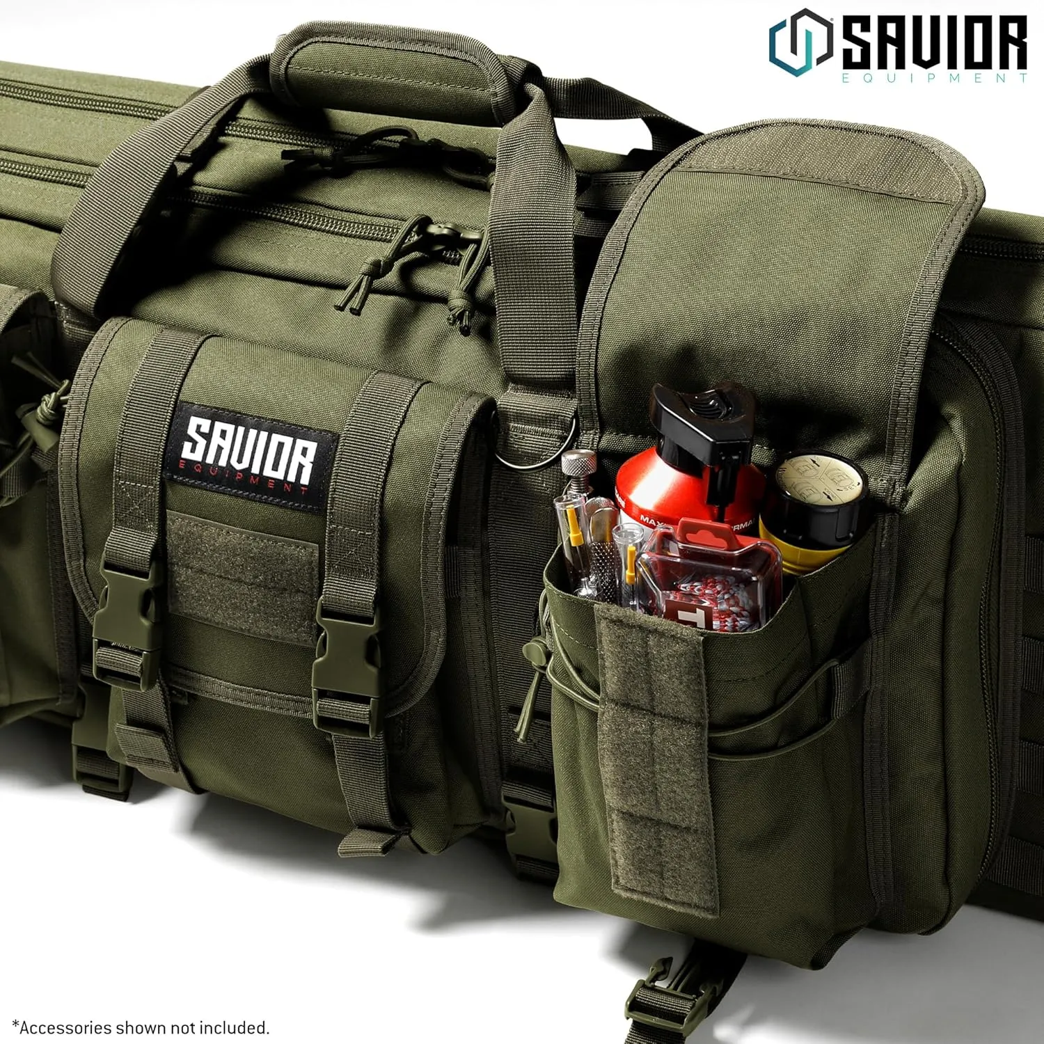 Savior Equipment American Classic Tactical Double Long Gun Bag Pistol Transportation Case w/Backpack Strap, Lockable Compartment, Available Length in 36" 42" 46" 51" 55"