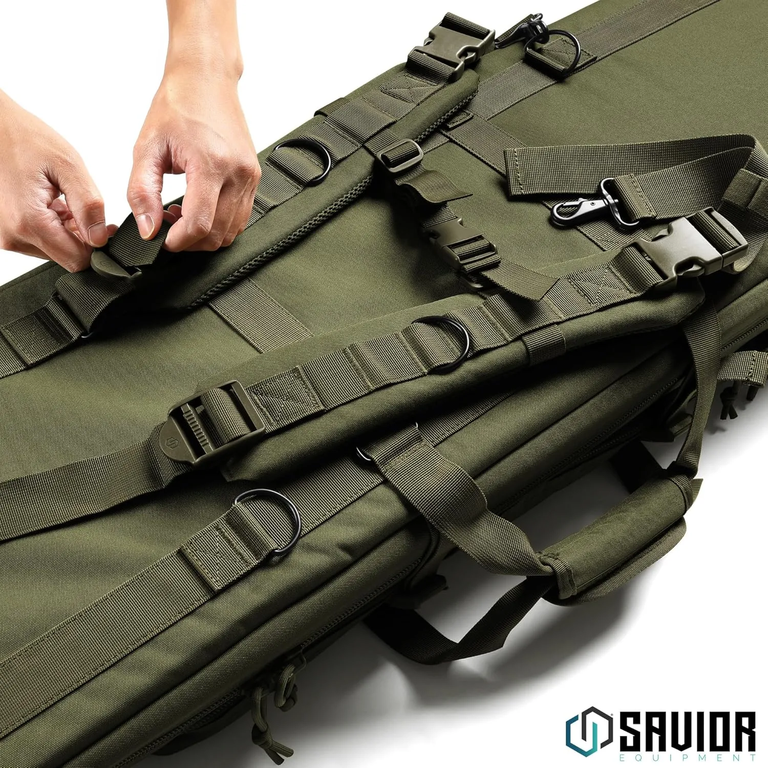 Savior Equipment American Classic Tactical Double Long Gun Bag Pistol Transportation Case w/Backpack Strap, Lockable Compartment, Available Length in 36" 42" 46" 51" 55"